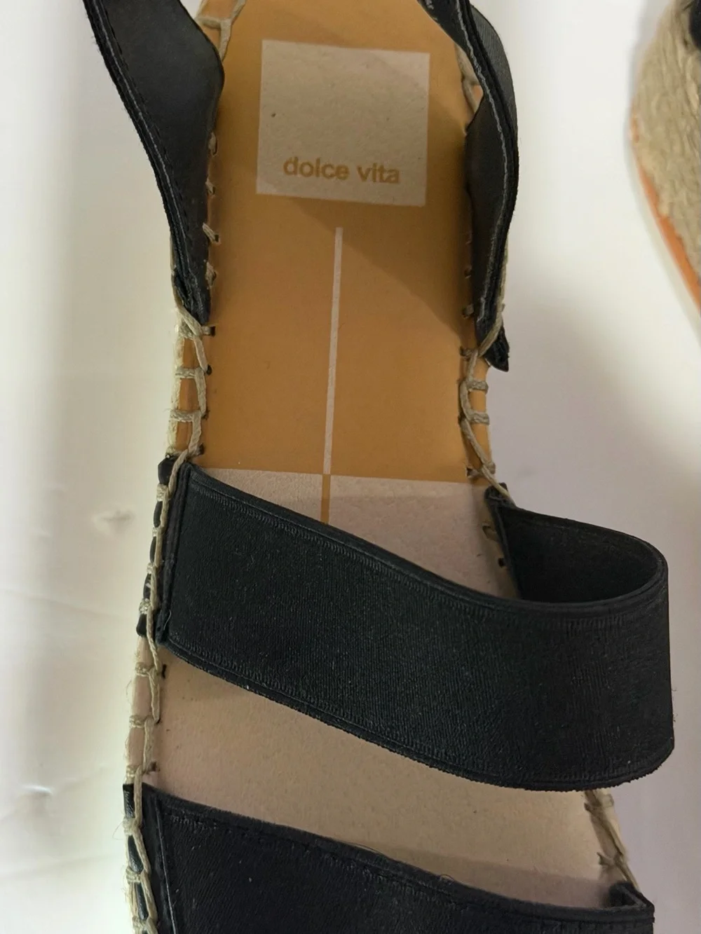 Dolce Vita Black Espadrille Platform Sandals with Ankle Wrap